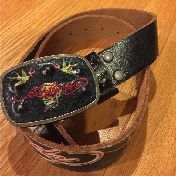 Ed Hardy Handmade Leather Belt - Picture 1 of 10